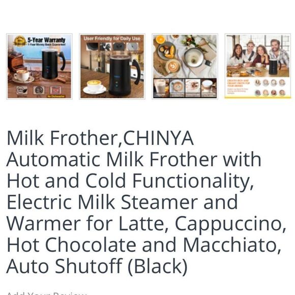 NEW BlackโChinya Milk Frother Automatic Frothe Hot & Cold Functions IcedโCoffee - Picture 12 of 16